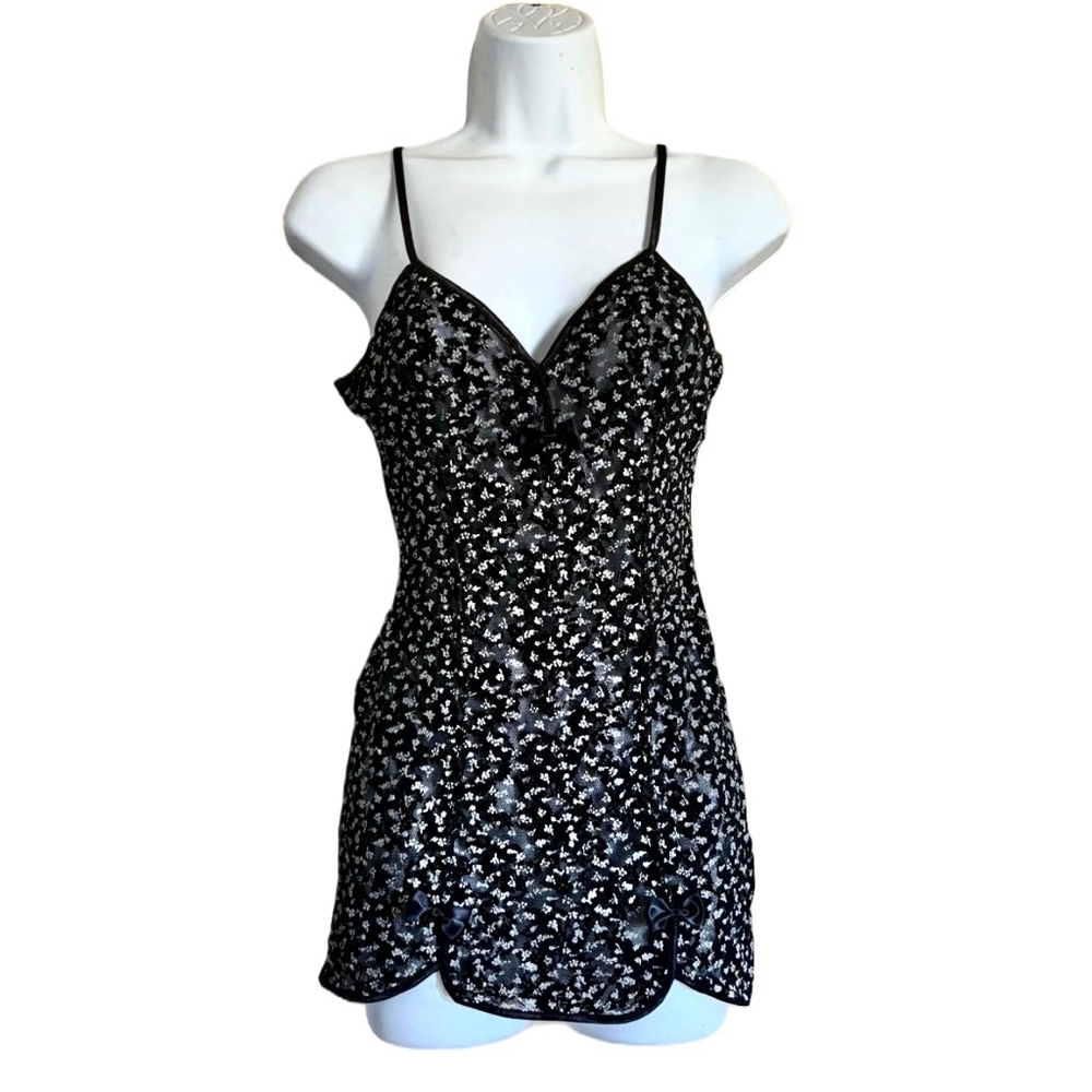 Victoria’s Secret RARE Vintage Chemise Teddy Black Mesh Circa 70s-80s XS‎